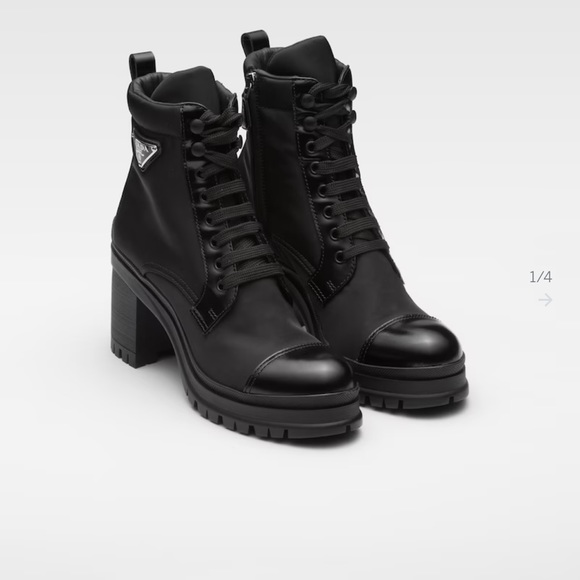 Prada Brushed leather and nylon laced booties - Picture 3 of 15